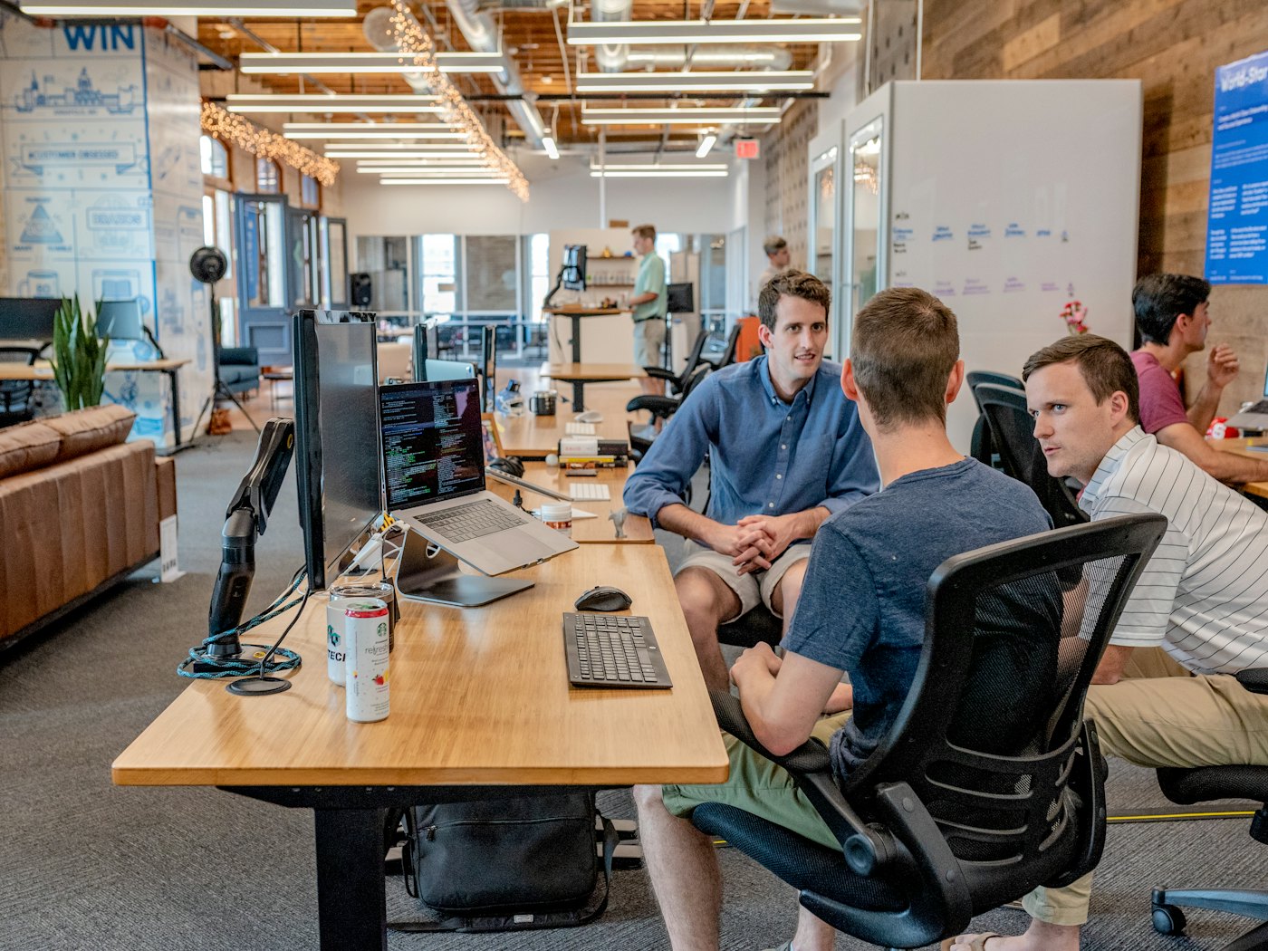 Business professionals collaborating in a modern office